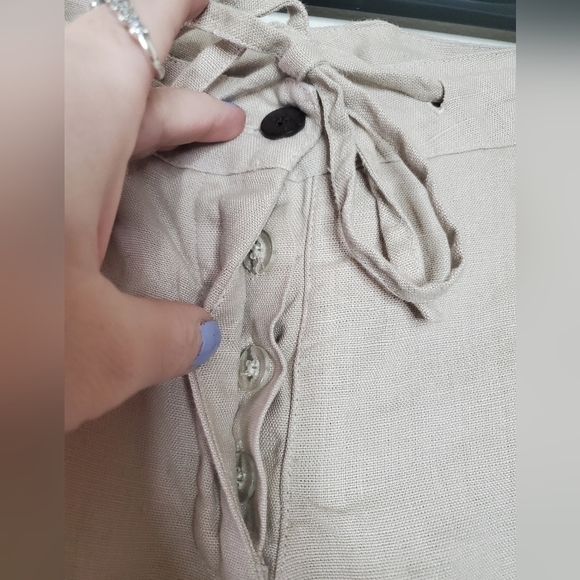 Fabindia Linen Pants Size XL Womens Highwaist Cropped Coastal - Picture 3 of 11